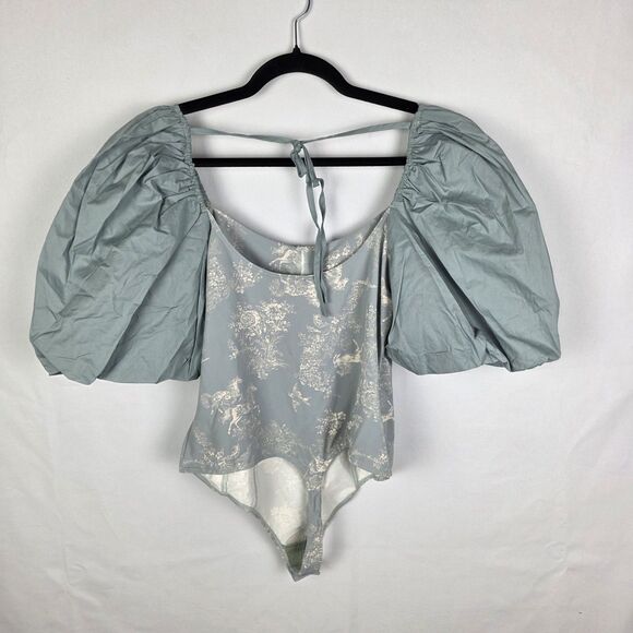 NWT Free People Intimately Sage Green Prairie Corset Bodysuit Sz XL Cotragecore - Picture 3 of 8